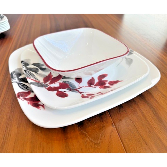 Amazon.com | Corelle Kyoto Leaves 16pc, Service for 4  Corelle Kyoto Leaves 4 dinner plates 4 salad plates 4 bowls 4 mugs - Set of 16